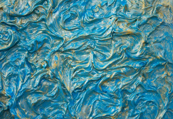 Obraz Olejny Abstrakcja Niebieska Złotem Kwiaty Kontekst Teksturę Konstrukcja — Zdjęcie stockowe