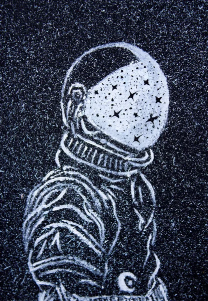 Pittura Olio Astronauta Ritratto Astronauta Contesto Texture Progettazione — Foto Stock