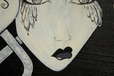Maske yağı boyası. Üzgün ve neşeli maskeler. Geçmişi. Doku.