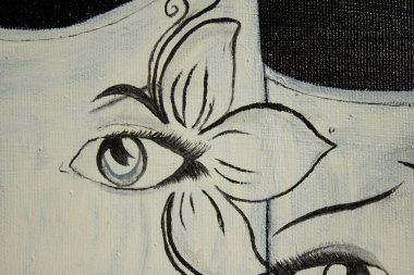 Maske yağı boyası. Üzgün ve neşeli maskeler. Geçmişi. Doku.