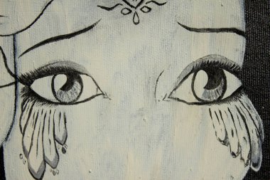 Maske yağı boyası. Üzgün ve neşeli maskeler. Geçmişi. Doku.