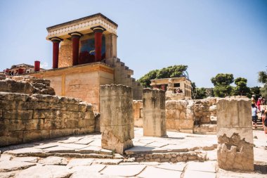 Knossos arkeolojik kırmızı sütunlarda Crete, Antik Yunanistan mimari, Müzesi