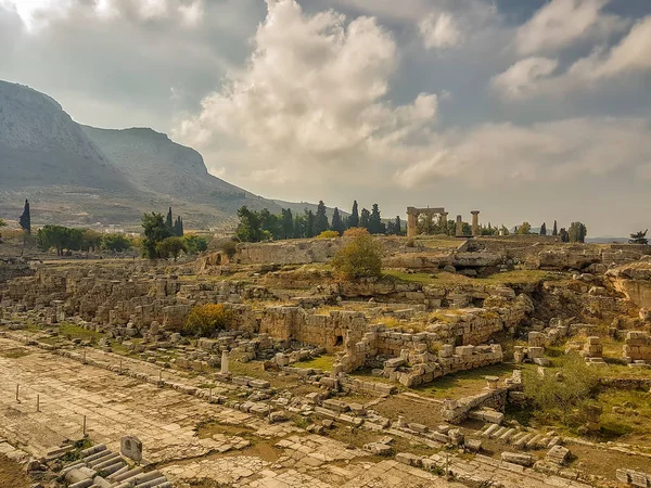 Corinth Grecja Sierpnia 2017 Ancient Corinth Grecji Odwiedzane Przez Turystów — Zdjęcie stockowe