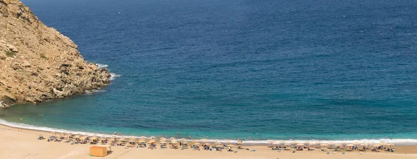 希腊安多斯岛佐尔戈斯海滩全景 美丽的旅游目的地 — 图库照片