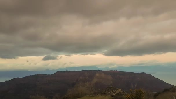 Готові Дощ Горі Kalavrita Греції Драматичні Хмара Руху — стокове відео