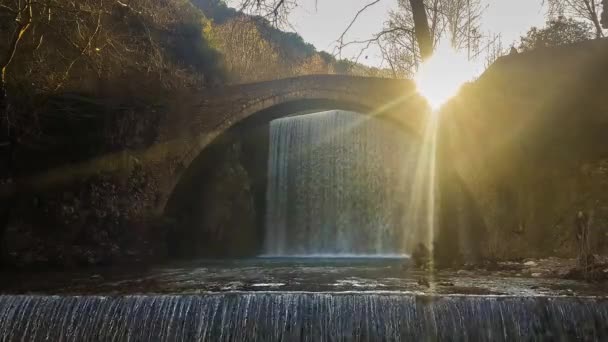Водопад Палеокарии Греции Знаменитое Туристическое Направление — стоковое видео