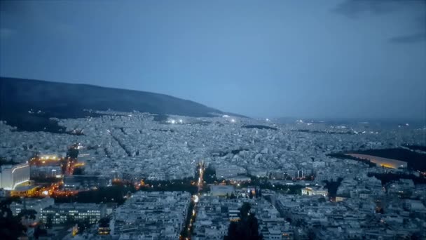 Vista Noturna Atenas Grécia Vista Cima — Vídeo de Stock