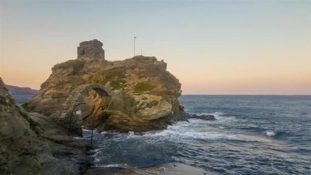 ギリシャのアンドロス島の城 有名な観光地 — ストック動画