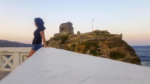 Andros Sziget Kükládok Görögországban Egy Nyugtató Ellen Város Vár — Stock videók