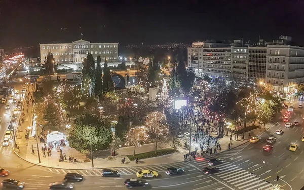 Syntagma Night Greece Christmas — Stock Photo, Image