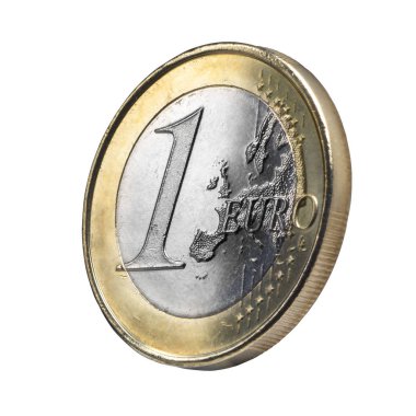 Close up Euro coin with aging effect .Clipping path clipart