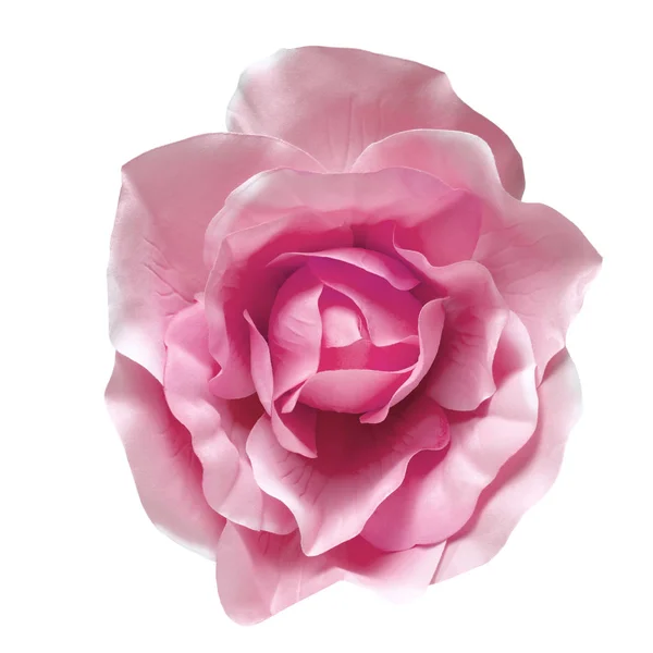 人造花被隔离在白色背景上 柔和的光在布料纹理以粉红色的颜色 修剪路径 — 图库照片