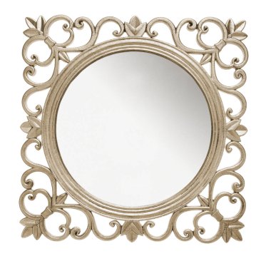 Beyaz arkaplana karşı antik kırsal ayna çerçevesi