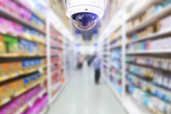 Cctv Security Camera Winkelen Warenhuis Achtergrond — Stockfoto