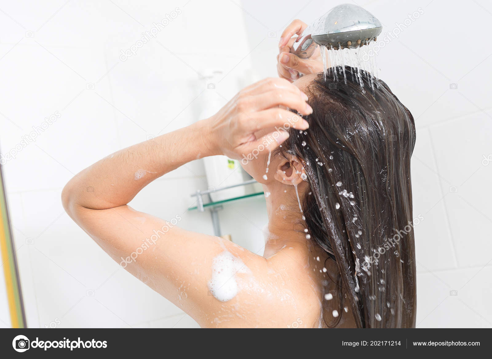 Woman Shower Washing Hair Shampoo Stock Photo by ©jayzynism 202171214