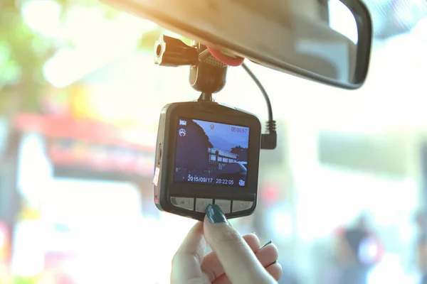 Video recorder car camera for safety on the road accident. — Stockfoto