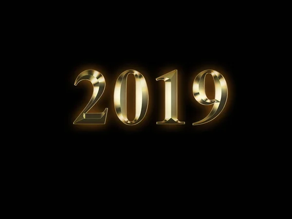 Luxusní Zlatý 2019 Nový Rok Černém Pozadí Šťastný Nový Rok — Stock fotografie