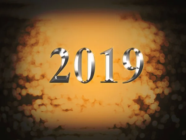 Luxusní Stříbro 2019 Nový Rok Zlatých Bokeh Šťastný Nový Rok — Stock fotografie