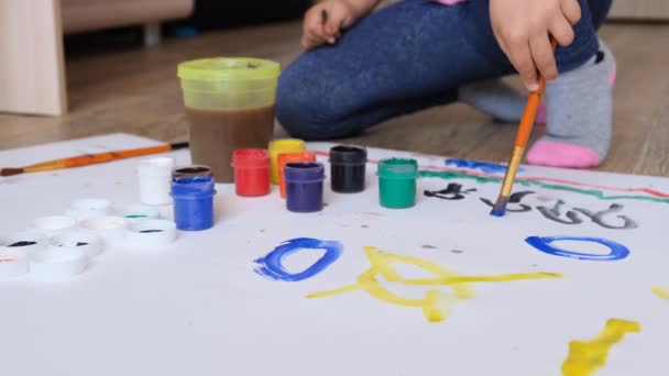 Child Drawing Picture Creativity Concept Slow Motion — Stock Video