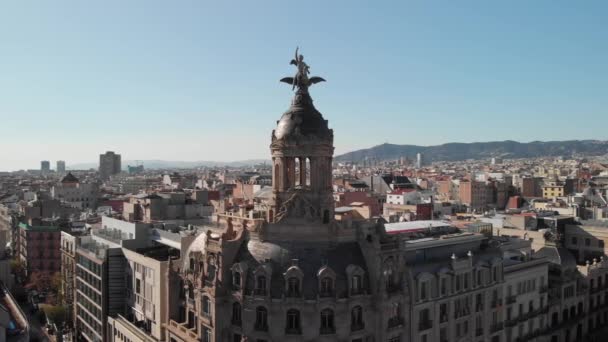 Flying past a beautiful building in Barcelona Video Clip