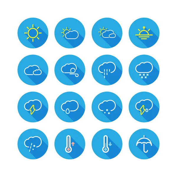 Light weather flat icon set long shadow — Stock Vector