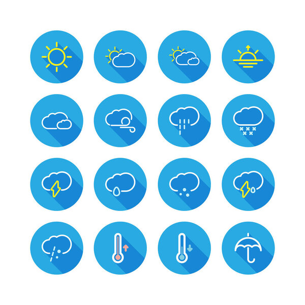 Light weather flat icon set long shadow