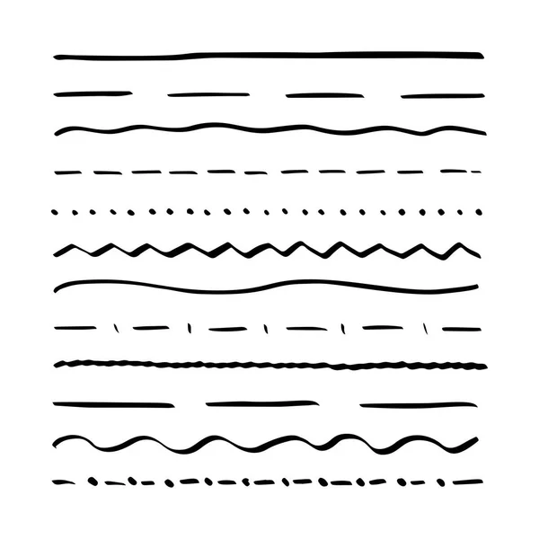 Set di linee disegnate a mano elementi di etichettatura del testo. Elementi vintage sottolineano il bordo. Corsa di disegno vettoriale . — Vettoriale Stock
