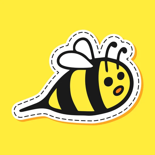 Autocollant abeille dessin animé — Image vectorielle