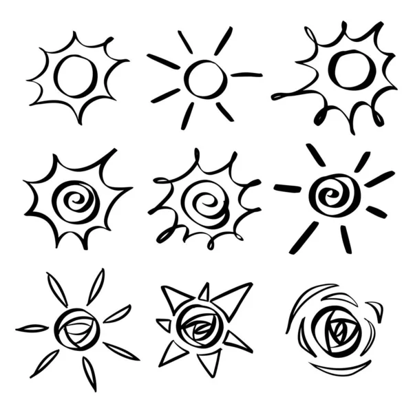 L'icona del sole tramonta. Disegnato a mano . — Vettoriale Stock