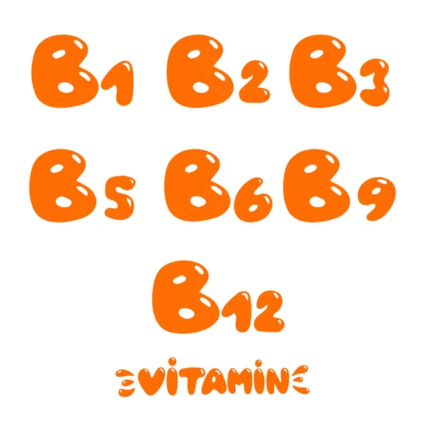 B vitamini grubu el çizilmiş set — Stok Vektör
