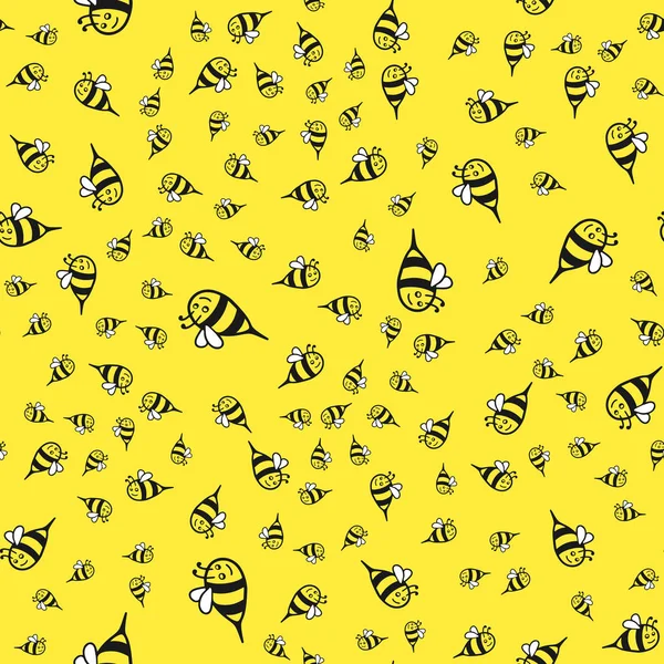 Autocollant dessin animé abeille fond sans couture — Image vectorielle