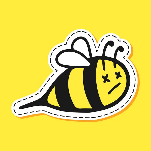 Bee sticker cartoon — Stock Vector