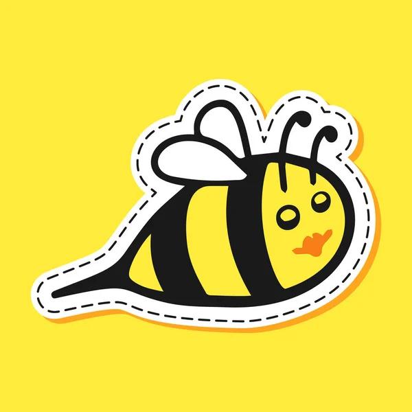 Bee sticker cartoon — Stock Vector