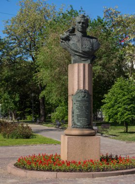 Volgograd. Rusya - 11 Mayıs 2017. Anıt büstü için iki kez Sovyetler Birliği Vasili Sergeevich Yefremov Volgograd içinde kahramanı