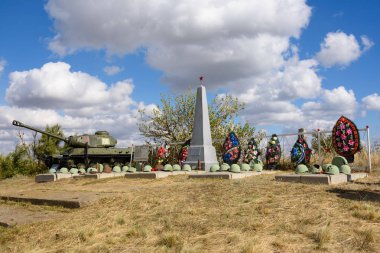 Kalach-on-Don. Volgograd Region - Russia. September 27, 2018. The mass grave on the site of the battles of the Battle of Stalingrad near the village of Golubinskaya clipart