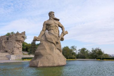 Volgograd. Rusya-7 Eylül 2019. Mamaev Kurgan üzerinde anıt kompleksi, meydan 