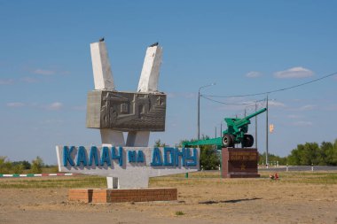 Kalach-on-Don. Rusya-8 Eylül 2019. Volgograd bölgesinin Kalach-on-Don girişinde Stella