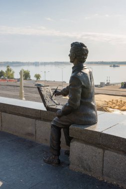 Volgograd. Rusya- 29 Eylül 2019. Volgograd sanatçısı Victor Losev'in 62.