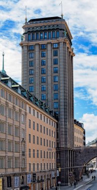 Stockholm, İsveç - 07 Mayıs 2017: Kungstornen Güney Kulesi - neoklasik yüksek binalardan biri olarak adlandırılır Kungstornen veya Kings kuleleri.