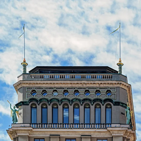 Stockholm Sweden May 2017 Rooftop Figures Mercury Victoria Sculptor Aron — Stock Photo, Image