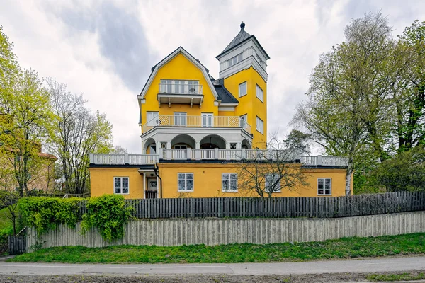 Lidingo Швеція Травня 2017 Гарний Розкішний Жовтий Вілла Побудована 1906 — стокове фото