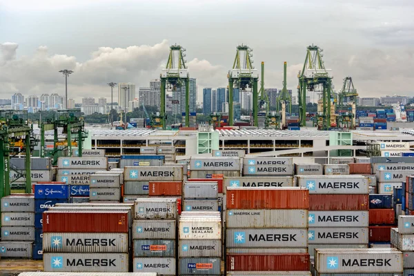 Singapur Singapur Březen 2017 Port Singapore Kontejner Cargo Terminálu Provozované — Stock fotografie