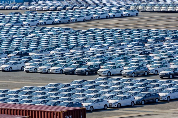 Gwangyang Südkorea Februar 2017 Reihen Von Neuwagen Warten Darauf Vom — Stockfoto