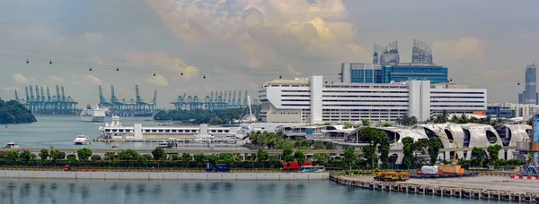 Singapur Singapur Abril 2017 Panorama Singapore Cruise Centre Sentosa Cable — Foto de Stock