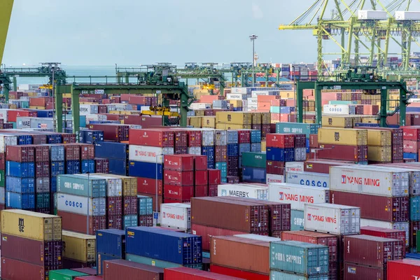 Singapore Singapore Jan 2017 Verzending Containers Zijn Gestapeld Psa Container — Stockfoto