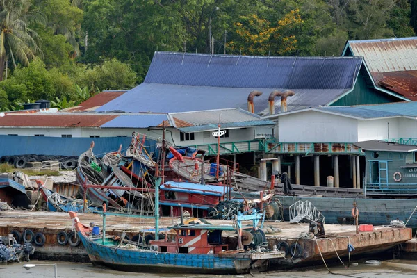 Klang Malaysia Janeiro 2017 Pico Barcos Pesca Abandonados Cais Maré — Fotografia de Stock