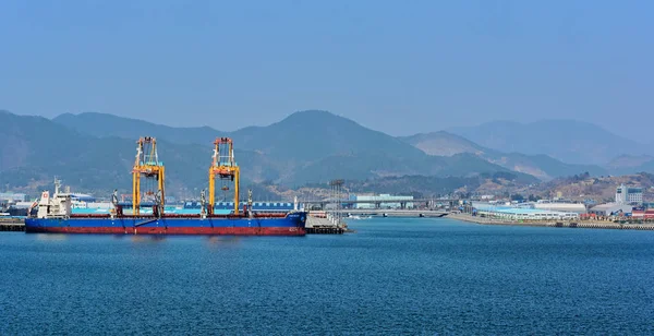 Gwangyang Coreia Sul Março 2017 Panorama Iluminado Terminal Recipientes Porto — Fotografia de Stock