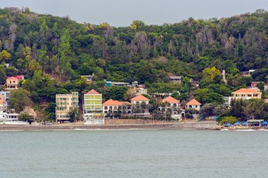 Vung Tau, Vietnam - 29 Aralık 2016: Ünlü şehir ve Vietnam güney kıyısında kış seaview.