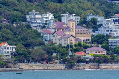 Vung Tau, Vietnam - 29 Aralık 2016: Ünlü şehir ve Vietnam güney kıyısında kış seaview.