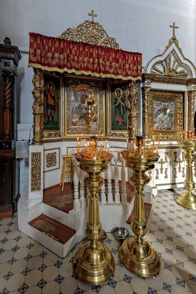 Obwód Pskowski Rosja Września 2017 Wnętrze Katedry Trójcy Kremlu Pskowa — Zdjęcie stockowe